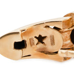 18ct Gold Teardrop Banded Texture Earrings-Charlotte Sayers Antique Jewellery