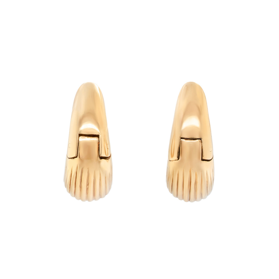 18ct Gold Teardrop Banded Texture Earrings-Charlotte Sayers Antique Jewellery