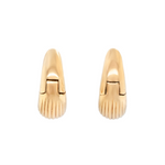 18ct Gold Teardrop Banded Texture Earrings-Charlotte Sayers Antique Jewellery