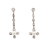 1920s Pearl and Diamond Drop Earrings-Charlotte Sayers Antique Jewellery