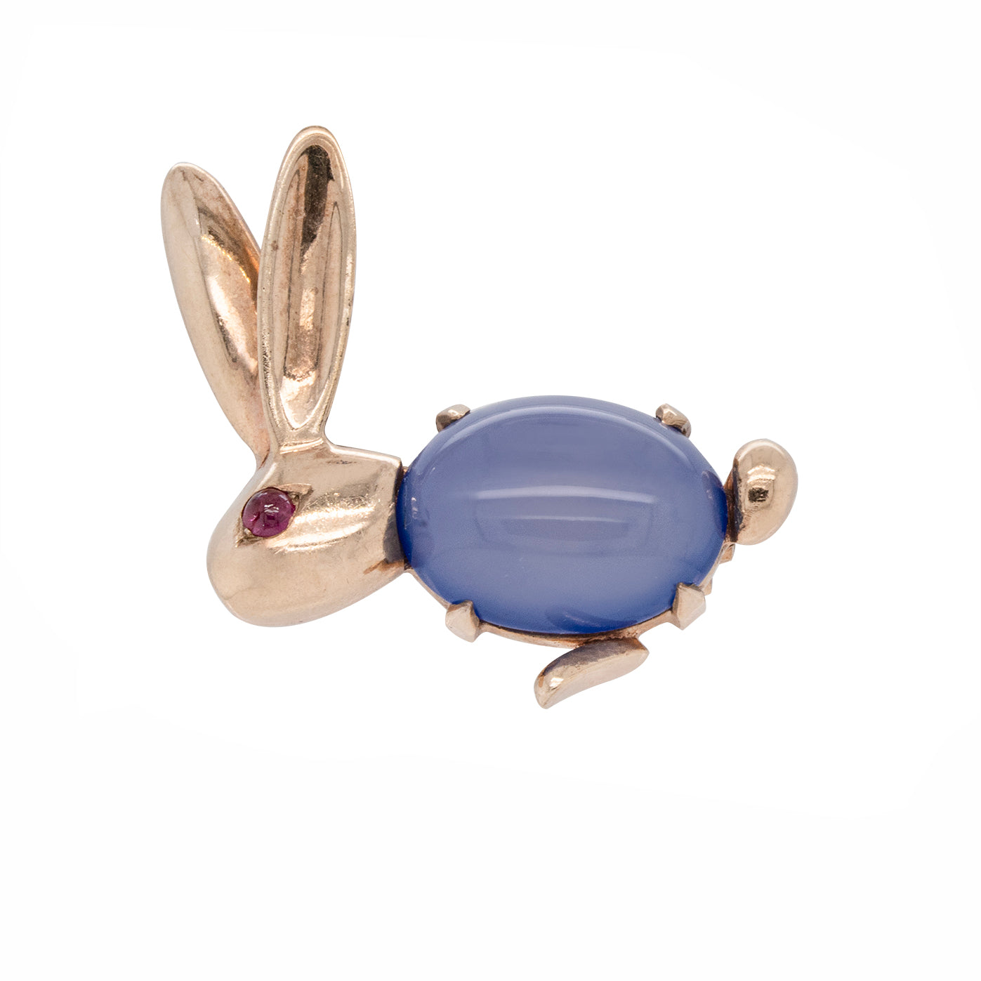 1960s Chalcedony Rabbit Brooch
