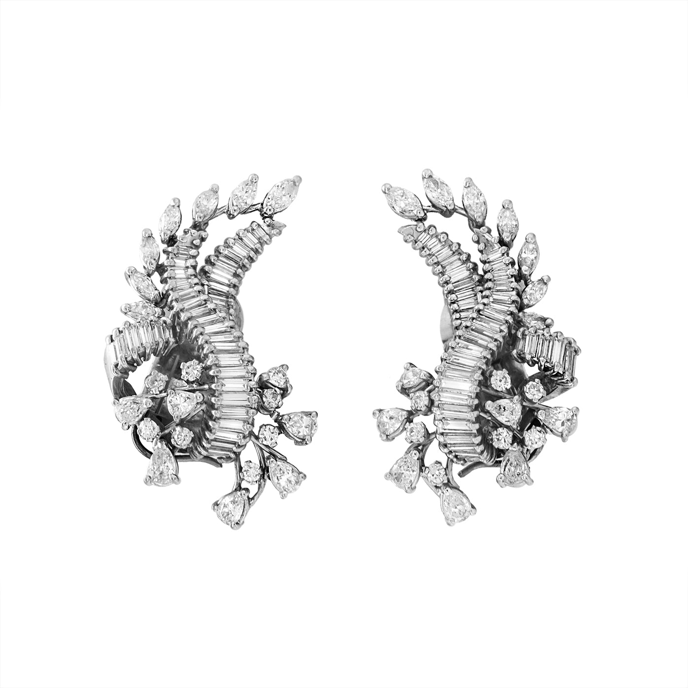 1960's Diamond Clip Earrings-Charlotte Sayers Antique Jewellery
