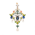 19th Century Enamel, Sapphire, Diamond and Pearl Pendant-Charlotte Sayers Antique Jewellery