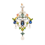 19th Century Enamel, Sapphire, Diamond and Pearl Pendant-Charlotte Sayers Antique Jewellery