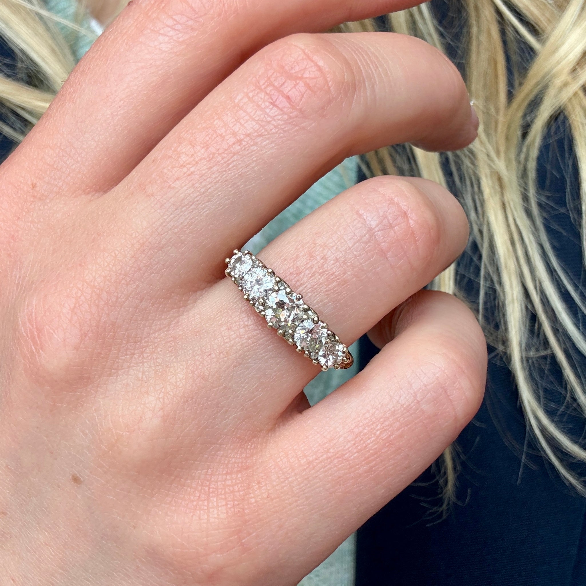 5 Stone Diamond Ring-Charlotte Sayers Antique Jewellery