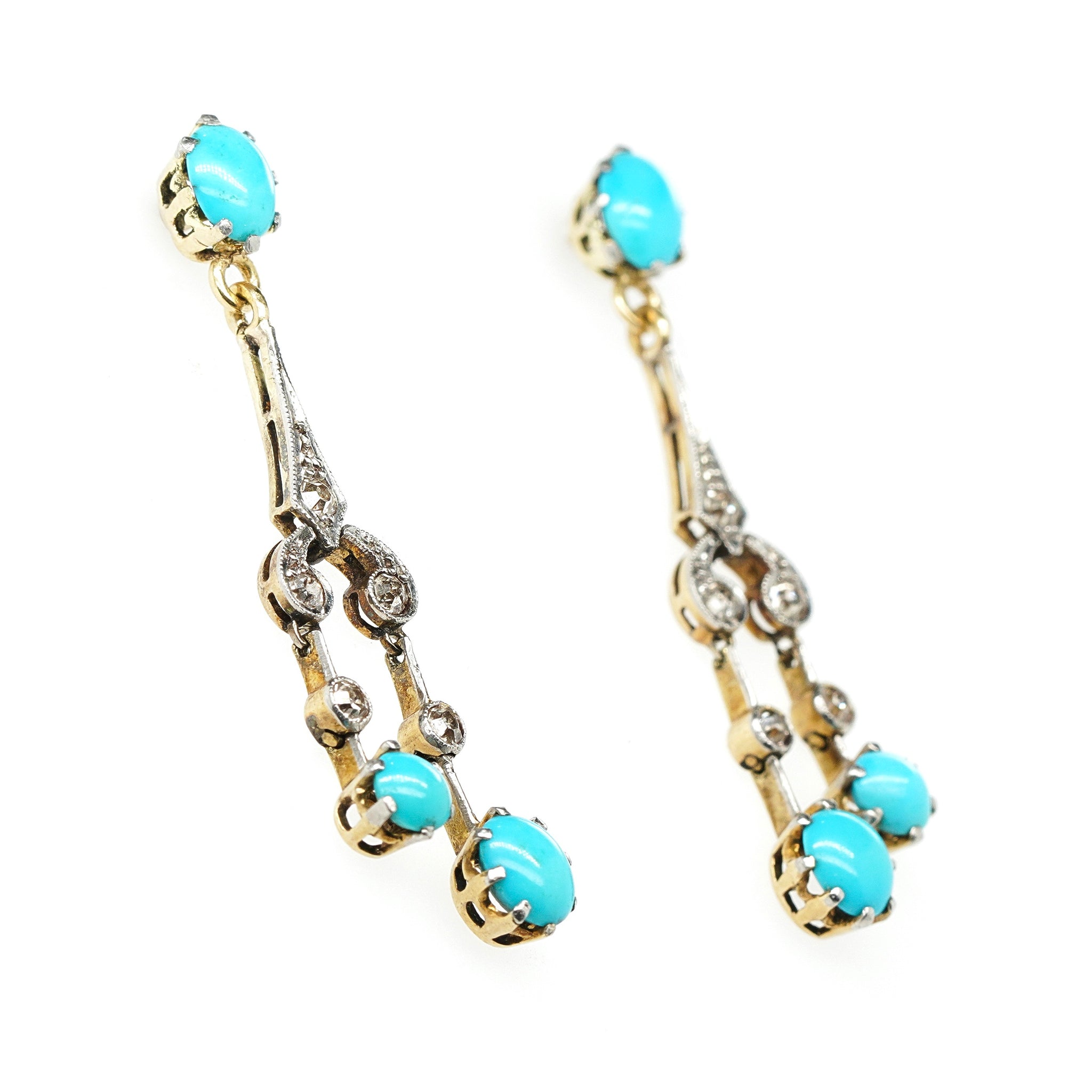 Edwardian Turquoise Diamond Earrings