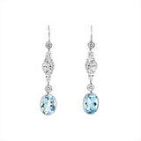 Aquamarine & Diamond Drop Earrings-Charlotte Sayers Antique Jewellery