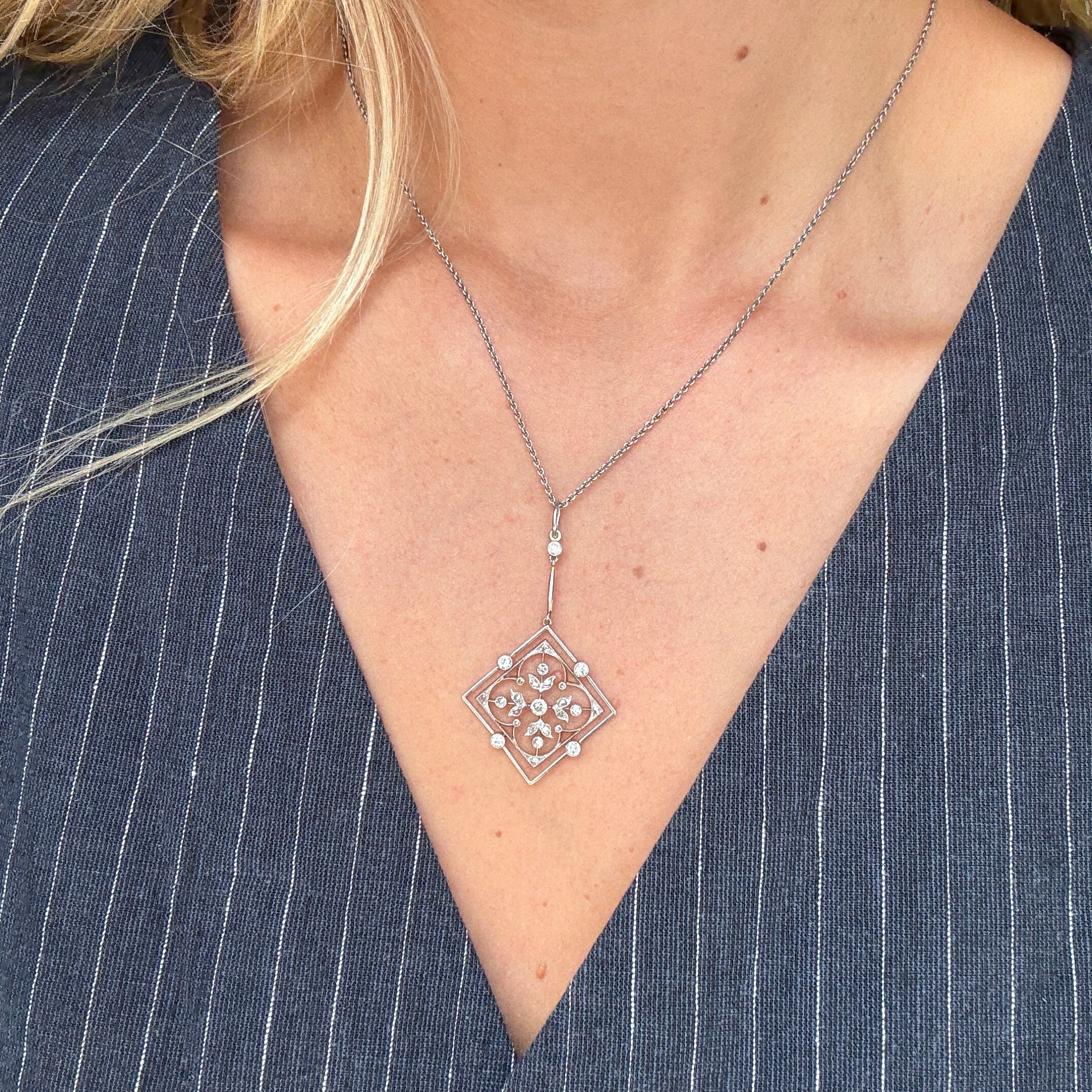 Art Deco Diamond Pendant-Charlotte Sayers Antique Jewellery