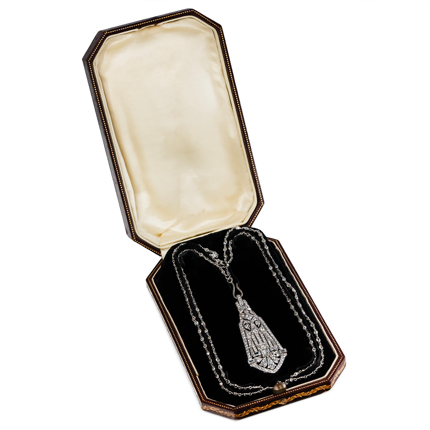 Art Deco Diamond Pendant Necklace-Charlotte Sayers Antique Jewellery