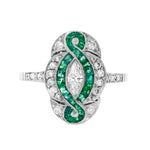 Art Deco Emerald and Diamond Ring-Charlotte Sayers Antique Jewellery