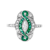 Art Deco Emerald and Diamond Ring-Charlotte Sayers Antique Jewellery