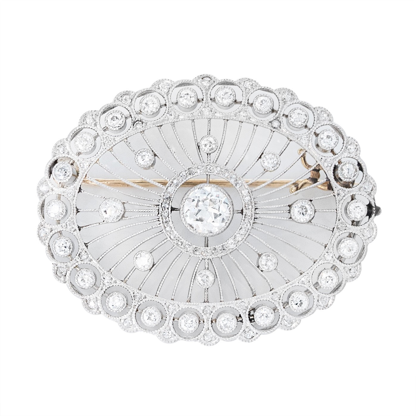 Art Deco Old European Cut Diamond Brooch-Charlotte Sayers Antique Jewellery