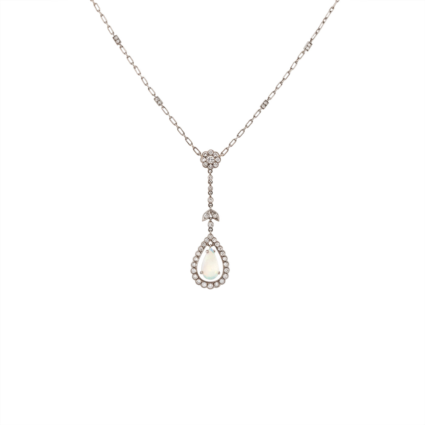 Art Deco Opal and Diamond Pendant-Charlotte Sayers Antique Jewellery