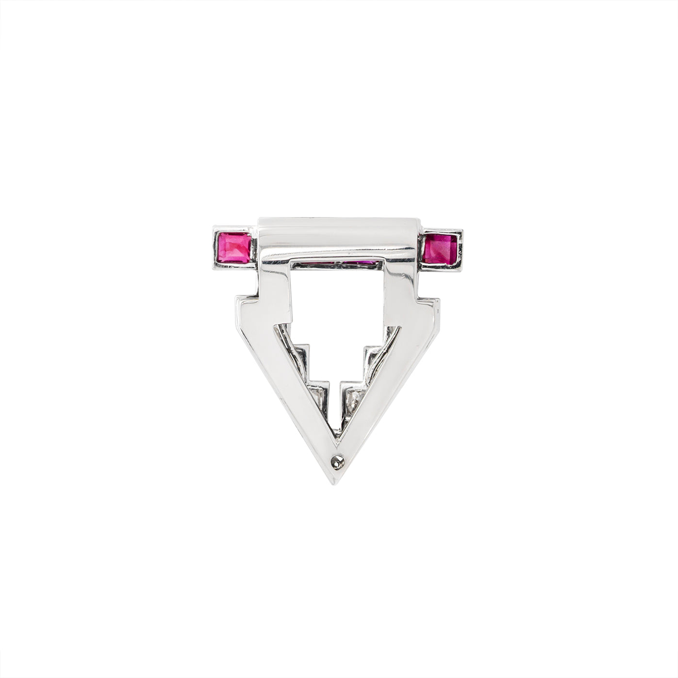 Art Deco Ruby and Diamond Clip-Charlotte Sayers Antique Jewellery