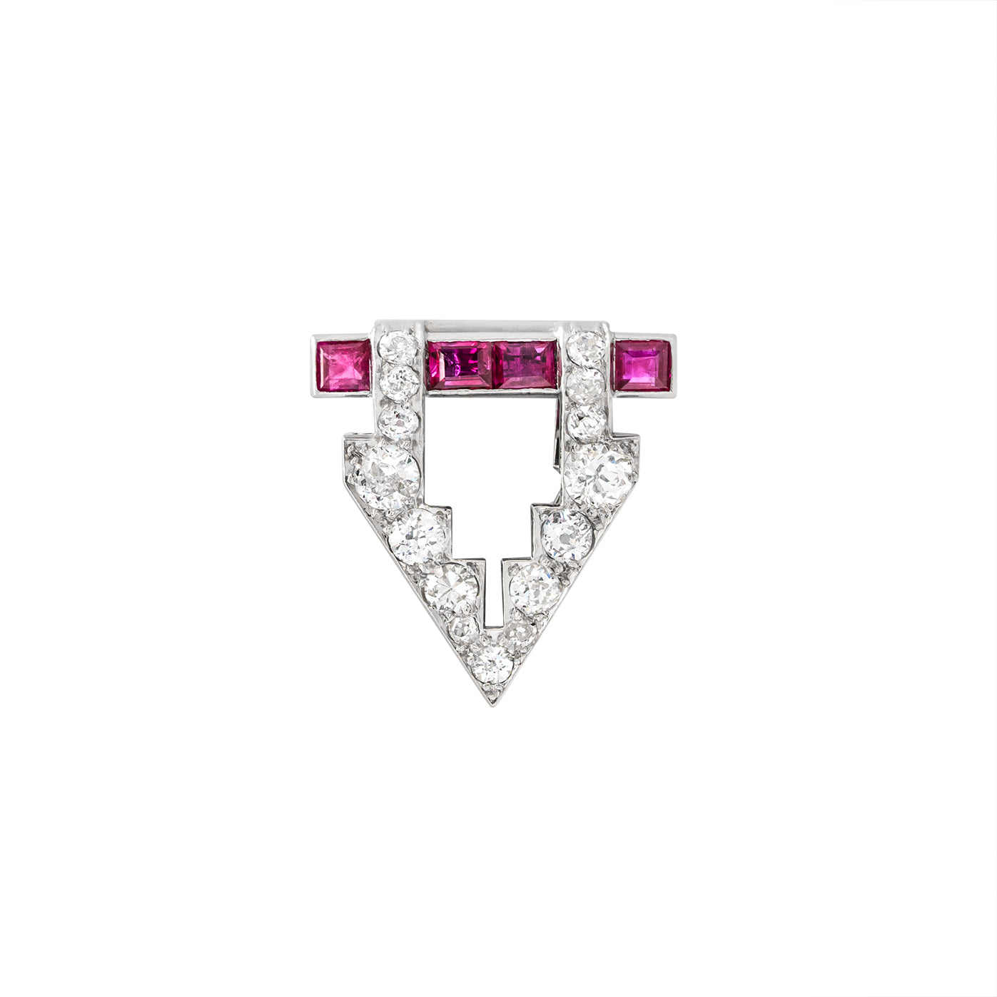 Art Deco Ruby and Diamond Clip-Charlotte Sayers Antique Jewellery