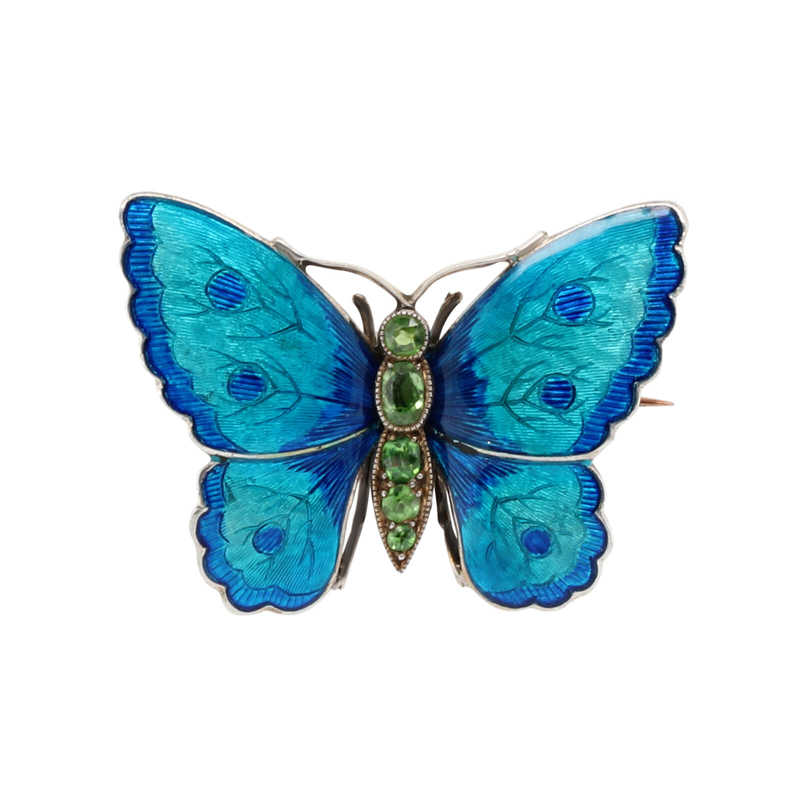 Art Nouveau Blue Enamel Butterfly Brooch-Charlotte Sayers Antique Jewellery