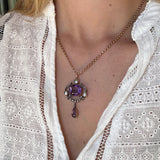 Arts and Crafts Amethyst Diamond and Pearl Pendant-Charlotte Sayers Antique Jewellery