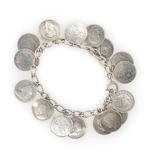 Edwardian and Victorian Silver Coin Bracelet