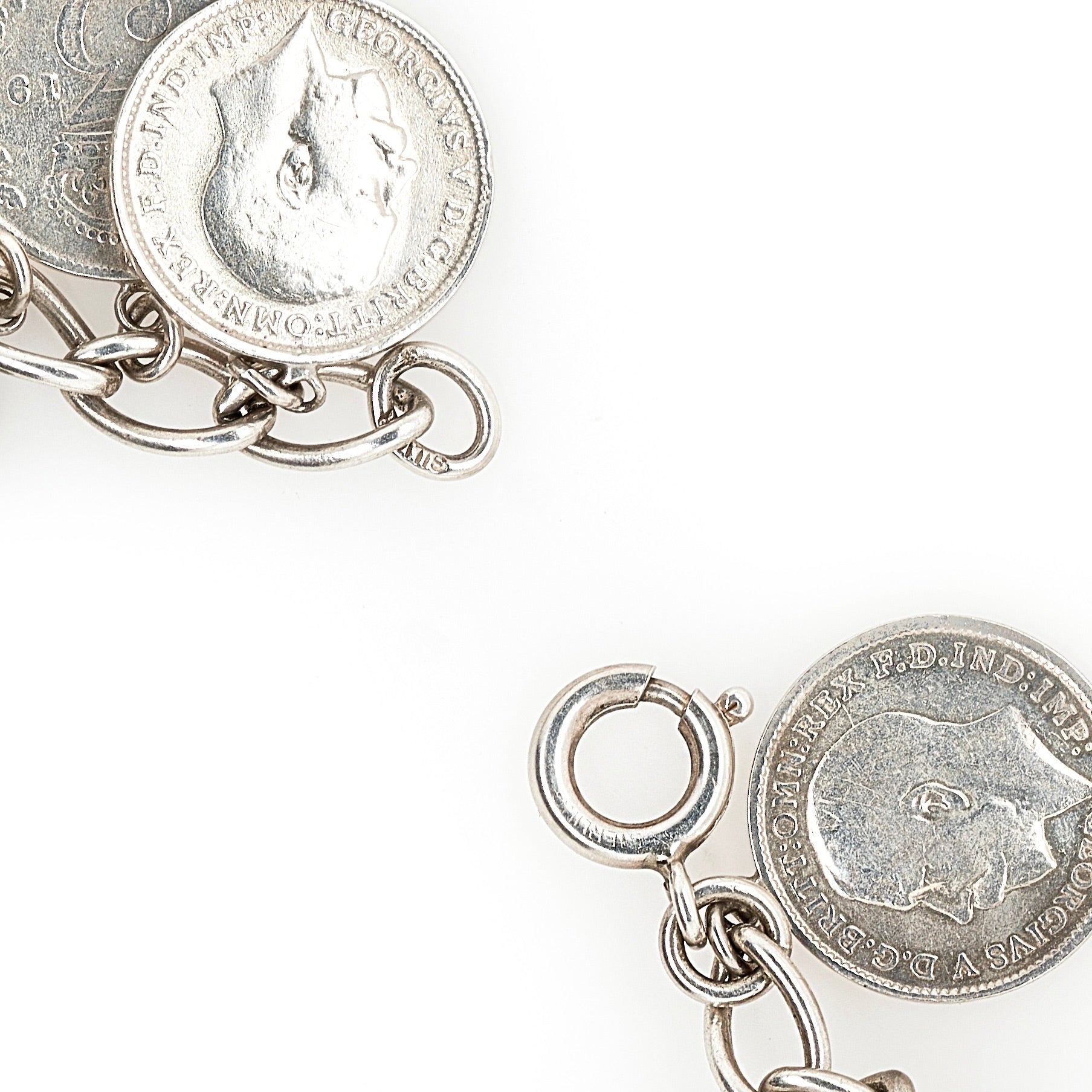 Edwardian and Victorian Silver Coin Bracelet