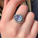 Ceylonese Sapphire and Diamond Ring-Charlotte Sayers Antique Jewellery