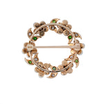 Demantoid Garnet, Diamond & Pearl Wreath Brooch-Charlotte Sayers Antique Jewellery