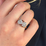 Double Flower Diamond Ring-Charlotte Sayers Antique Jewellery