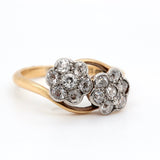 Double Flower Diamond Ring-Charlotte Sayers Antique Jewellery