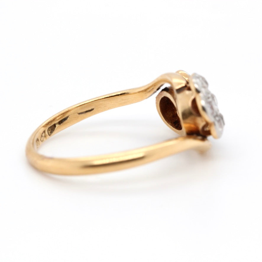 Double Flower Diamond Ring-Charlotte Sayers Antique Jewellery