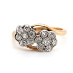 Double Flower Diamond Ring-Charlotte Sayers Antique Jewellery
