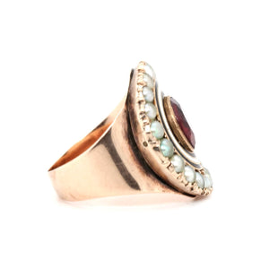 Georgian Enamel Pearl and Paste Ring