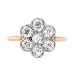 Edwardian Diamond Cluster Flower Ring-Charlotte Sayers Antique Jewellery