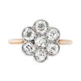 Edwardian Diamond Cluster Flower Ring-Charlotte Sayers Antique Jewellery