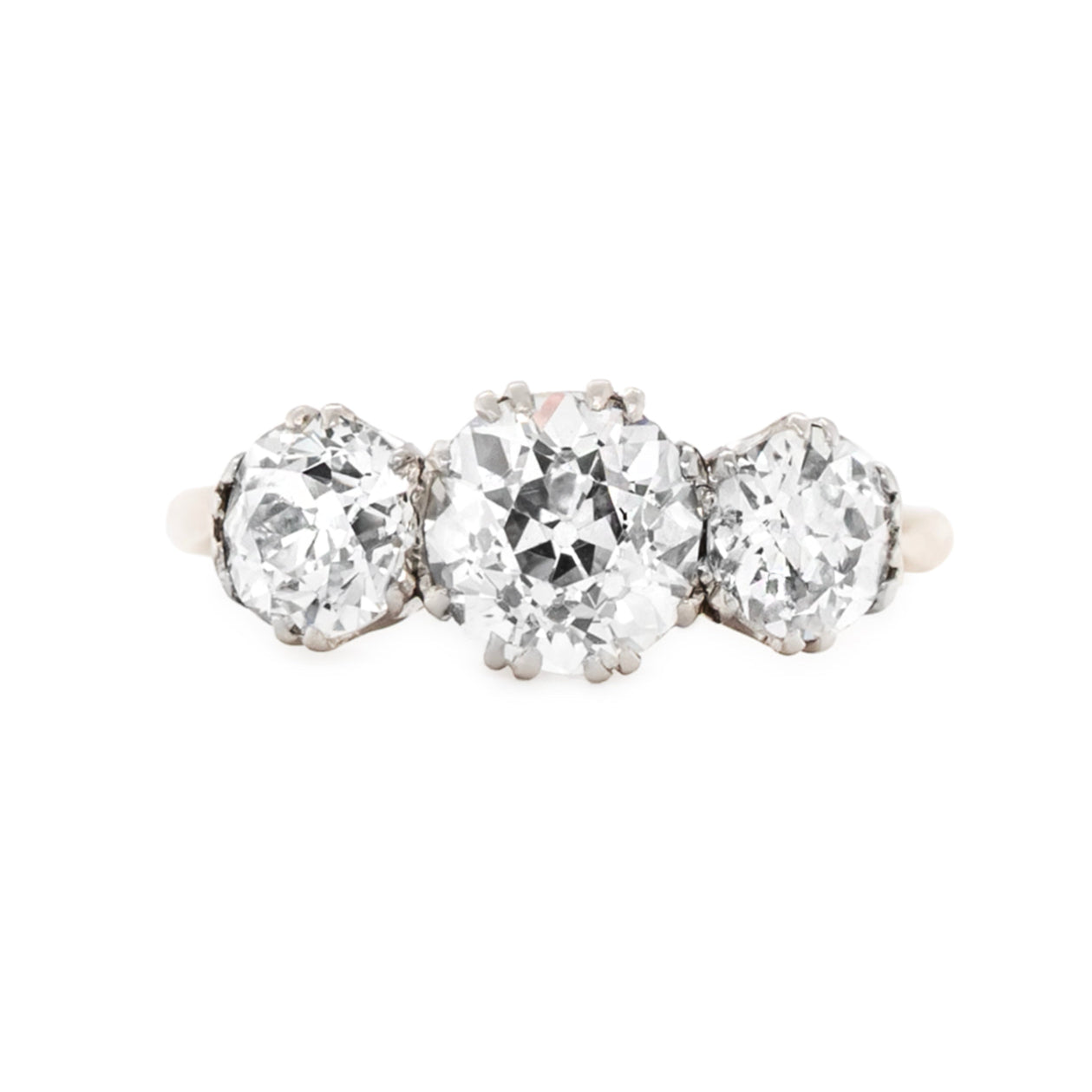 Edwardian Diamond Three Stone Ring-Charlotte Sayers Antique Jewellery