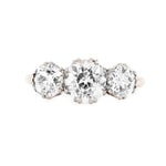 Edwardian Diamond Three Stone Ring-Charlotte Sayers Antique Jewellery