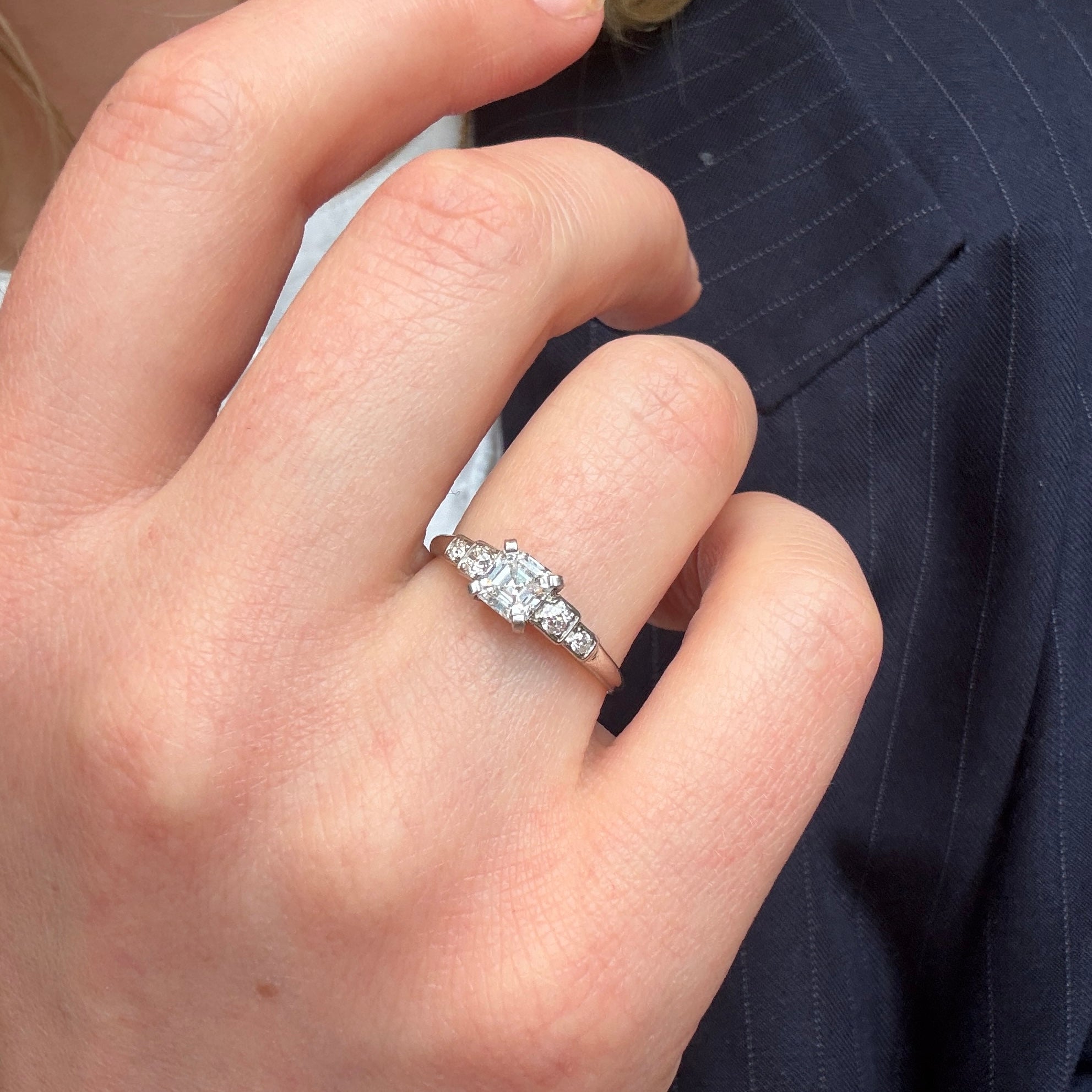 Edwardian Diamond and Platinum Ring-Charlotte Sayers Antique Jewellery