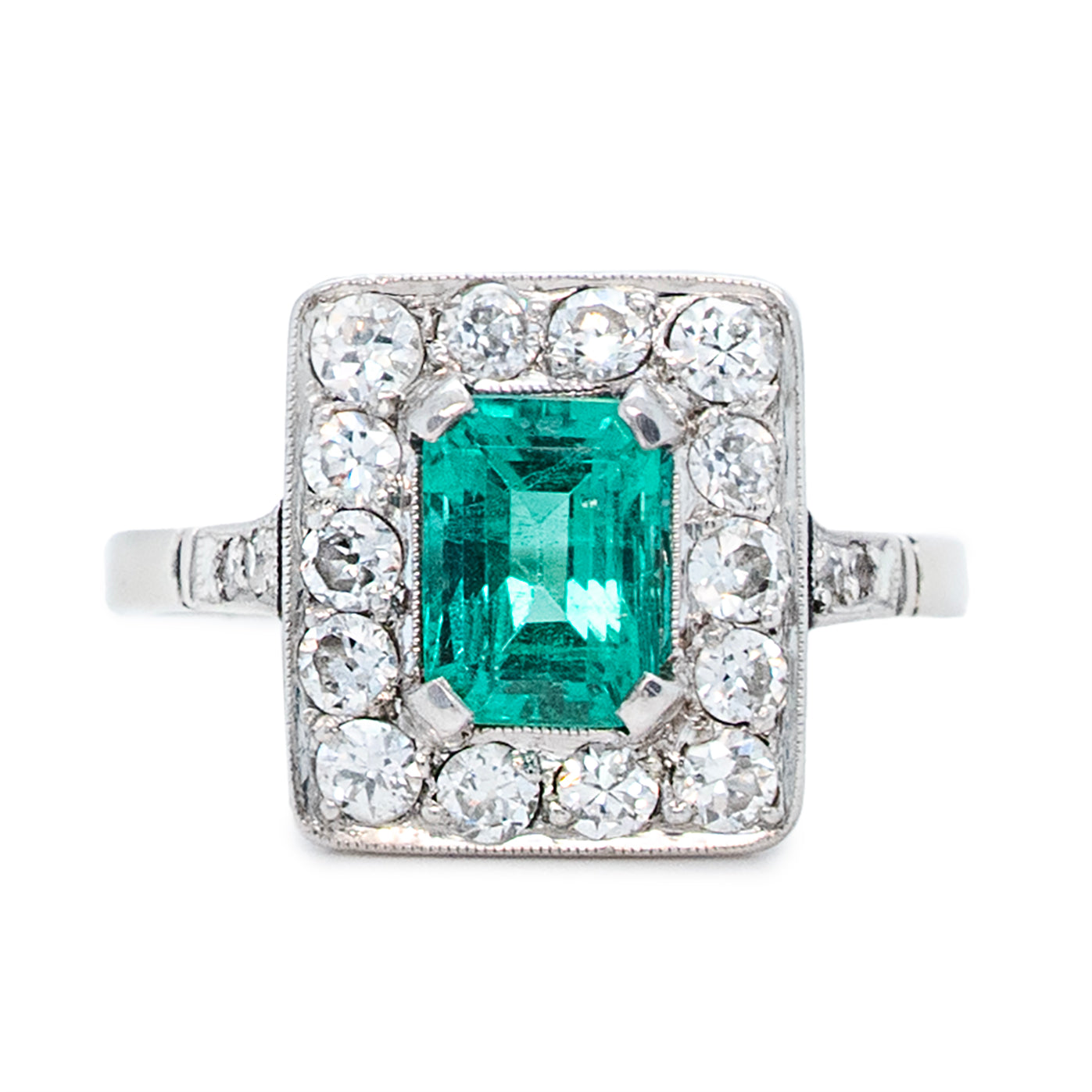 Edwardian Emerald and Diamond Ring-Charlotte Sayers Antique Jewellery