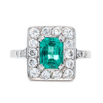 Edwardian Emerald and Diamond Ring-Charlotte Sayers Antique Jewellery