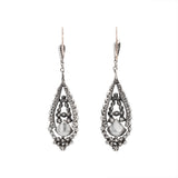 Edwardian Paste and Silver Drop Earrings-Charlotte Sayers Antique Jewellery