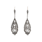 Edwardian Paste and Silver Drop Earrings-Charlotte Sayers Antique Jewellery