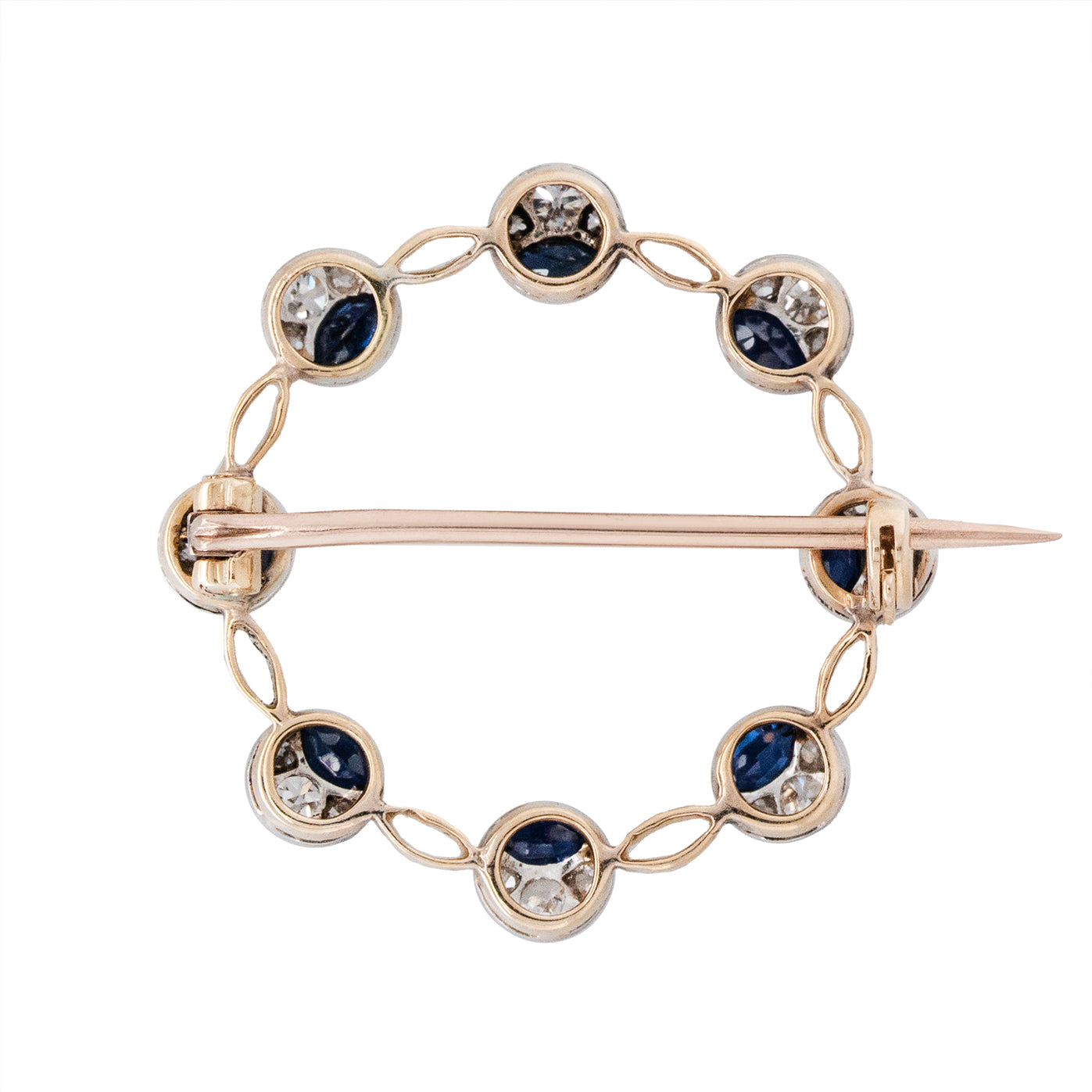 Edwardian Sapphire and Diamond Circle Brooch-Charlotte Sayers Antique Jewellery