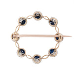 Edwardian Sapphire and Diamond Circle Brooch-Charlotte Sayers Antique Jewellery