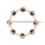 Edwardian Sapphire and Diamond Circle Brooch-Charlotte Sayers Antique Jewellery
