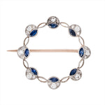 Edwardian Sapphire and Diamond Circle Brooch-Charlotte Sayers Antique Jewellery