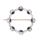 Edwardian Sapphire and Diamond Circle Brooch-Charlotte Sayers Antique Jewellery