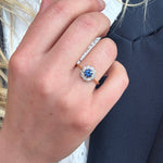 Edwardian Sapphire and Diamond Cluster Ring-Charlotte Sayers Antique Jewellery