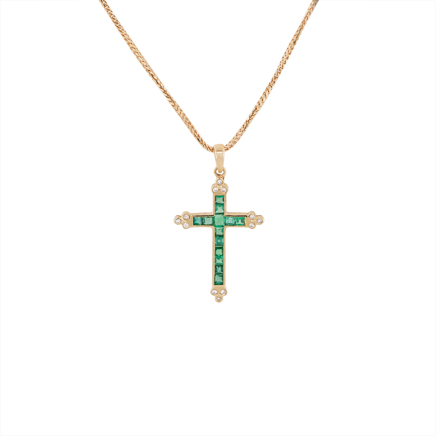 Emerald and Diamond Cross Pendant – Charlotte Sayers
