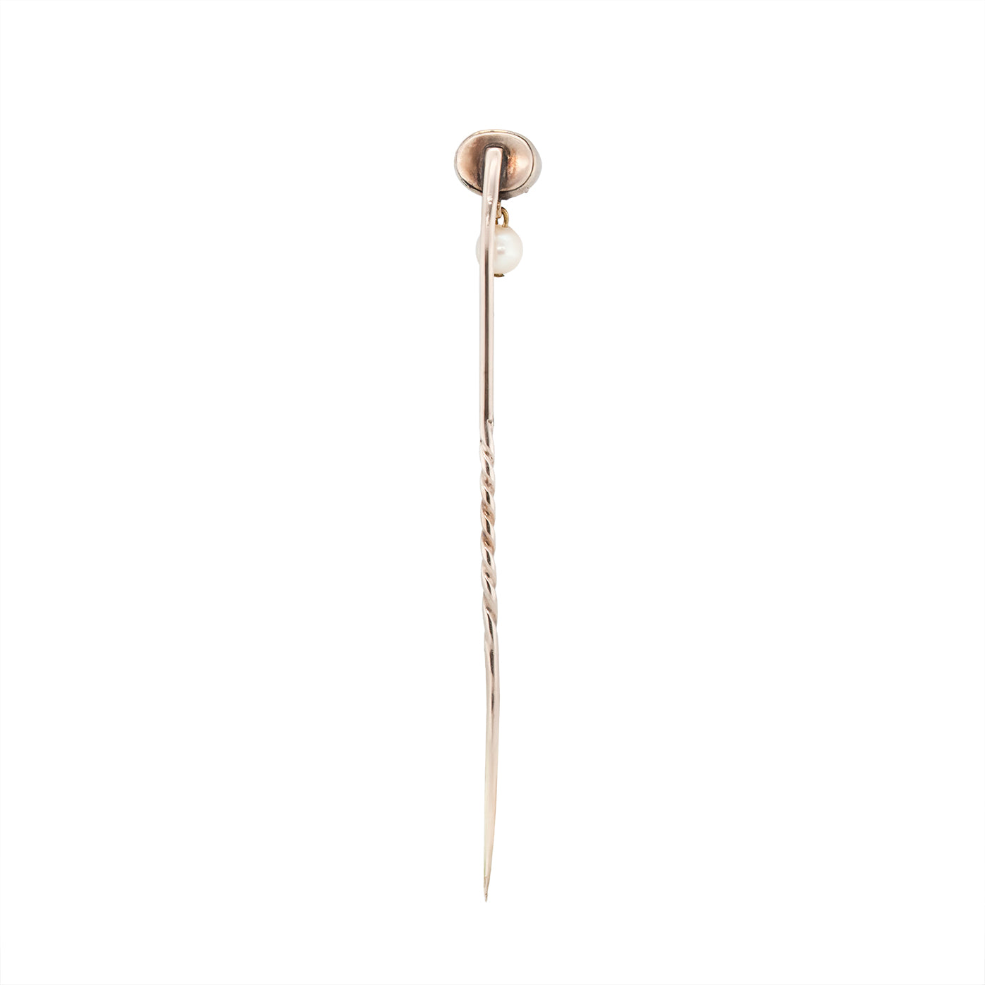 Georgian Amethyst and Natural Pearl Stick Pin-Charlotte Sayers Antique Jewellery