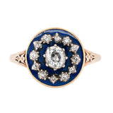 Georgian Blue Enamel and Diamond Ring-Charlotte Sayers Antique Jewellery
