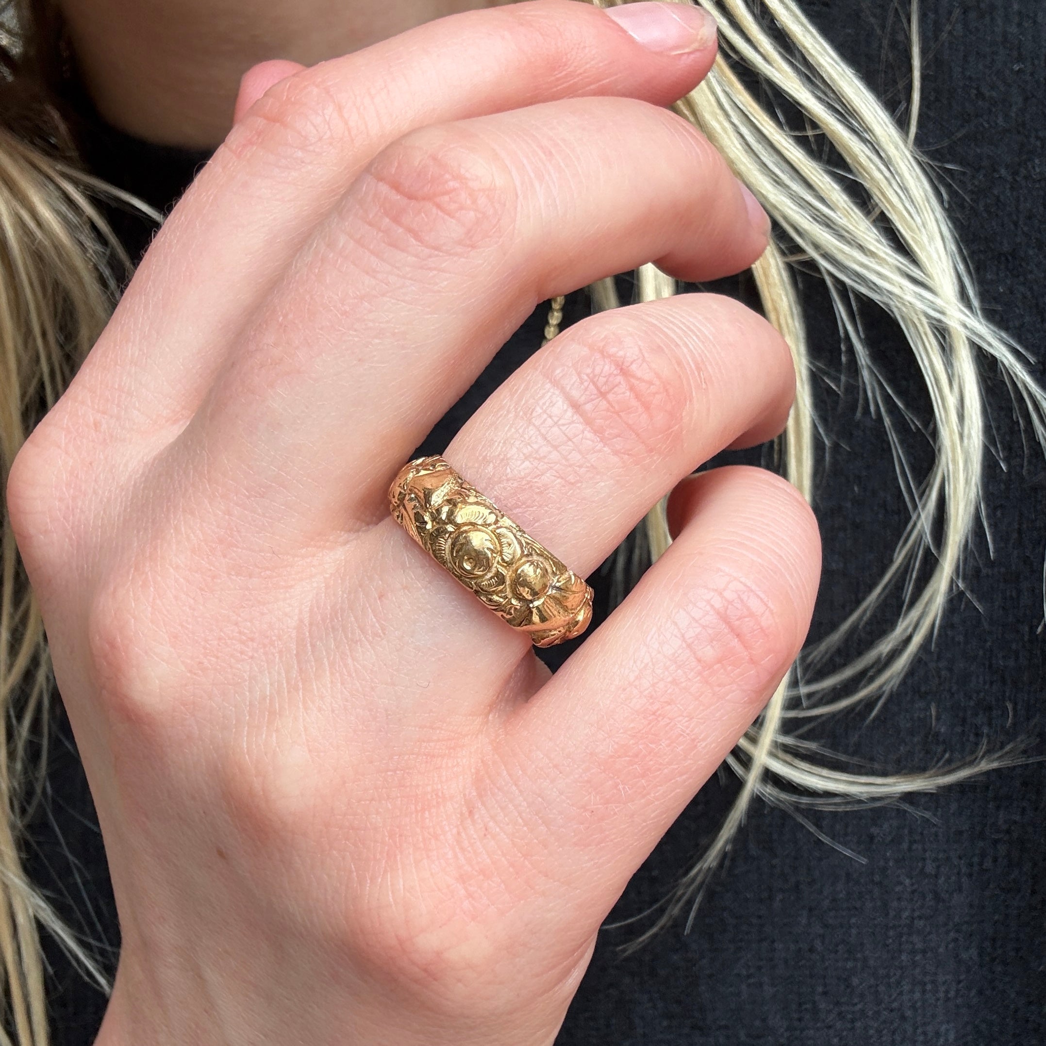 Georgian Chased Ring-Charlotte Sayers Antique Jewellery