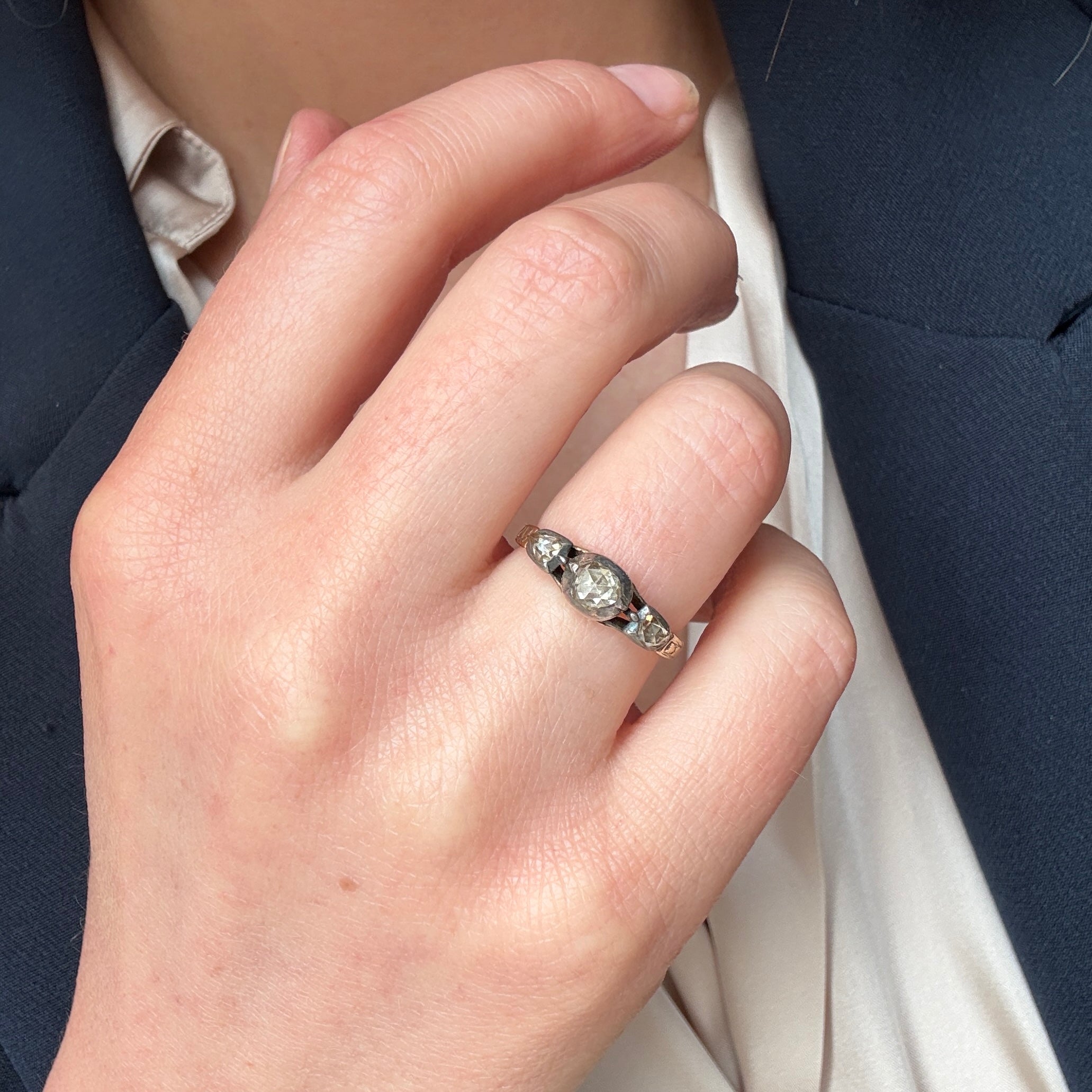 Georgian Diamond Basket Ring-Charlotte Sayers Antique Jewellery